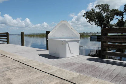 RIO MARINE CUSTOMS | Dock Box | Triangle | Model CMTRI-S | 54" W x 29" H x 34" D | Space-Saving Design | For Marine Storage