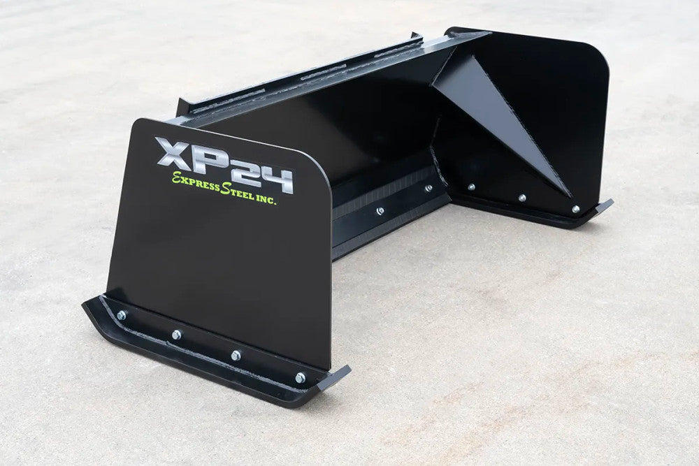 Express Steel | Snow Pusher | Model 5′ XP24 | SKU ES92405 | Width 60" | Hydraulic Flow 20 To 35 GPM | Horsepower 20+ HP | For Mini Skid Steers, Tractors & Loaders
