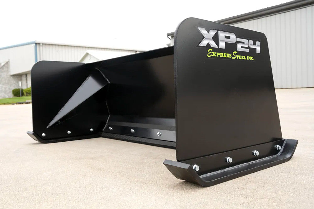 Express Steel | Snow Pusher | Model 5′ XP24 | SKU ES92405 | Width 60" | Hydraulic Flow 20 To 35 GPM | Horsepower 20+ HP | For Mini Skid Steers, Tractors & Loaders