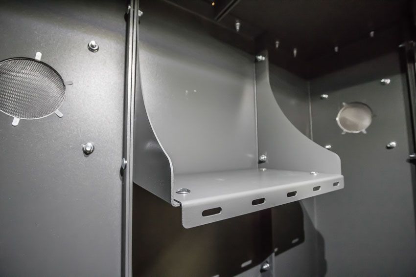 Swisher ESP Safety Shelter Accessories | Large & Small Shelves + Bench + Deluxe & Standard Gun Racks | Bolt-On Steel Construction | Customizable Placement | For All Swisher ESP Shelters