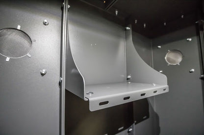 Swisher ESP Safety Shelter Accessories | Large & Small Shelves + Bench + Deluxe & Standard Gun Racks | Bolt-On Steel Construction | Customizable Placement | For All Swisher ESP Shelters