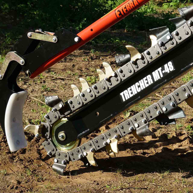 Eterra Attachments Trencher | 4-Foot Model | 6" or 8" Chain Width | 15-20 GPM Flow | For Skid Steer