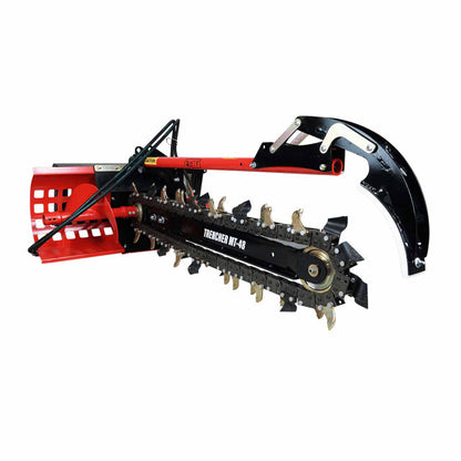 Eterra Attachments Trencher | 4-Foot Model | 6" or 8" Chain Width | 15-20 GPM Flow | For Skid Steer