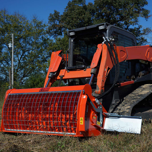 Eterra Attachments Hurricane Concrete Mixer | Model BMX-250, BMX-450 & BMX-600 | Pressure 3000 PSI | Hydraulic Flow Rate 11-22 GPM | Capacity 8.82 - 15.89 Cu. Ft. | For Skid Steer Loaders