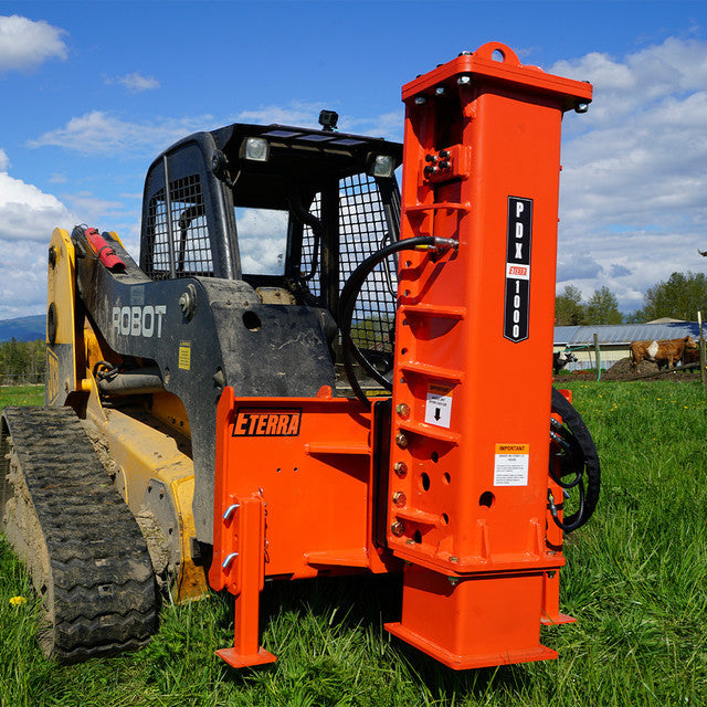 Eterra Attachments PDX-1000 Post Driver | 1,000 ft-lbs Impact Force | 13-21 GPM Flow | For Skid Steer