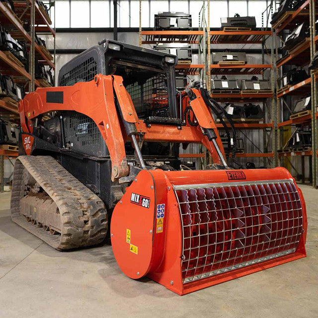 Eterra Attachments Hurricane Concrete Mixer | Model BMX-250, BMX-450 & BMX-600 | Pressure 3000 PSI | Hydraulic Flow Rate 11-22 GPM | Capacity 8.82 - 15.89 Cu. Ft. | For Skid Steer Loaders