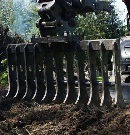 Bedrock Attachments Rake | Model EK-313 | Width 65" | Pin Size 65mm | Weight 830kg | For Excavator
