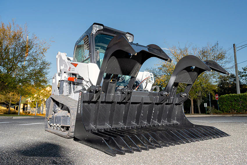 McLaren Industries Extreme Duty Rock Grapple Bucket | Model 60X126X66 To 60X126X84 | Width 66" To 84" | 15 To 25 GPM | For Skid Steer