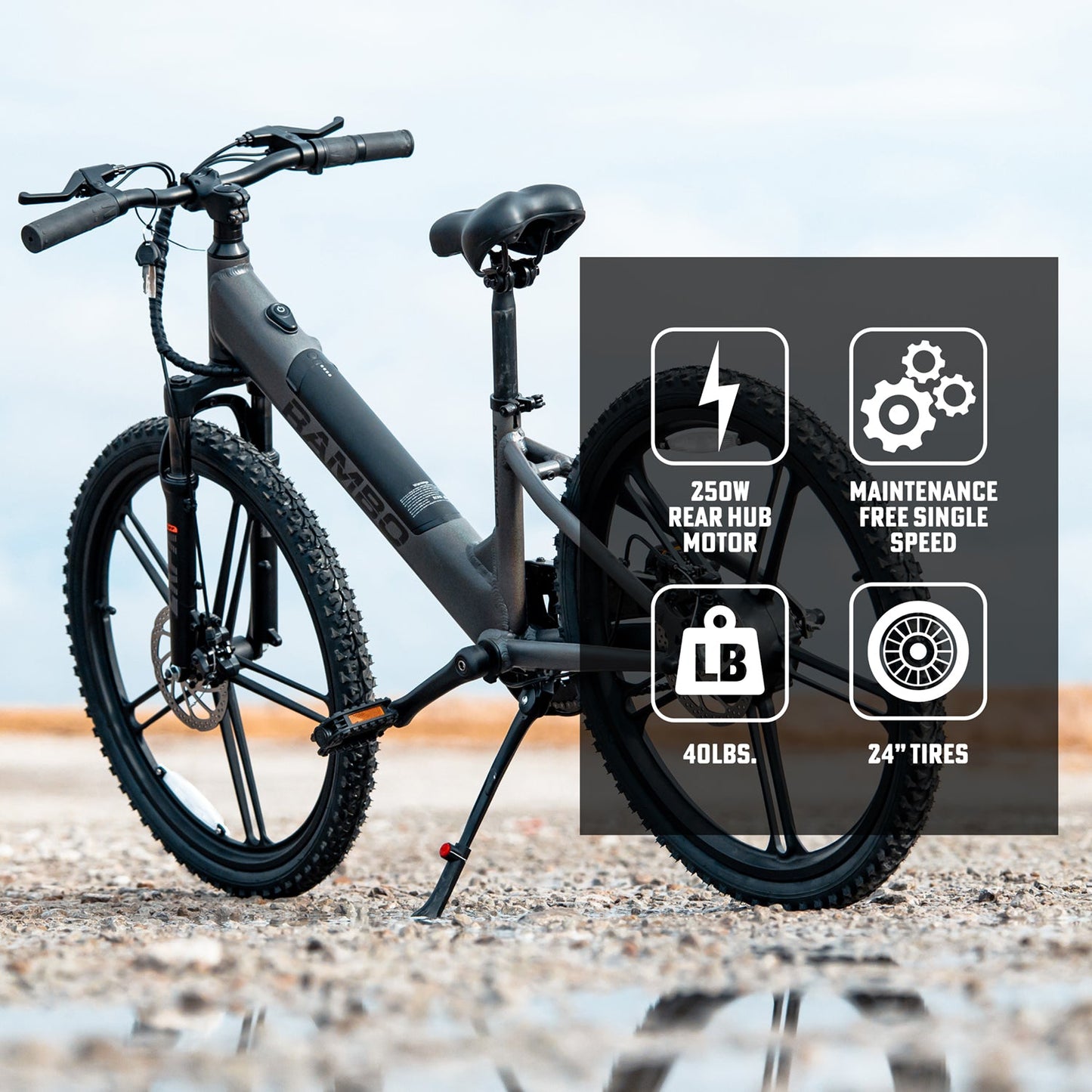 Rambo | E-Bike | Model Kid's 24" Chameleon | 250W Rear Hub Motor | 24V 10.5Ah Integrated Battery | Up to 15 Miles Range | Speed Up-To 17 Mph | For Kids Ages 9–14