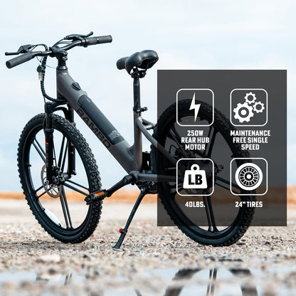 Rambo | E-Bike | Model Kid's 24" Chameleon | 250W Rear Hub Motor | 24V 10.5Ah Integrated Battery | Up to 15 Miles Range | Speed Up-To 17 Mph | For Kids Ages 9–14
