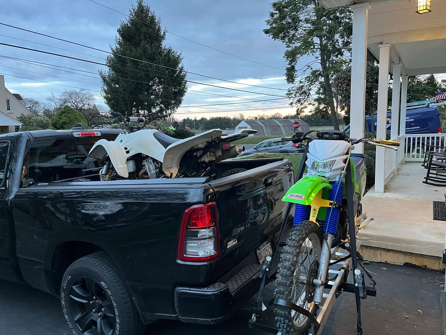 Black Widow Dirt Bike Carrier w/Chock | Model AMC-400-DLX | Track Size 75" | Capacity 400 lb | For Class III & IV 2" Hitch Motorcycles