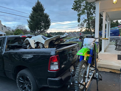 Black Widow Dirt Bike Carrier w/Chock | Model AMC-400-DLX | Track Size 75" | Capacity 400 lb | For Class III & IV 2" Hitch Motorcycles