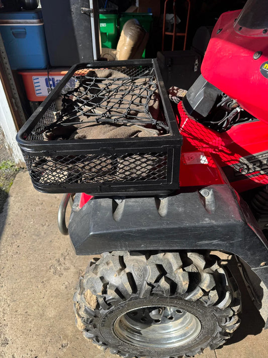 Black Widow Universal Deluxe Steel Mesh ATV Front Rack Basket | Model ATVFB-1057 | Size 36" L x 17" W x 6.5" H | Capacity 300 lb. | Horsepower 4 To 90+ HP | For ATV & UTV Loading