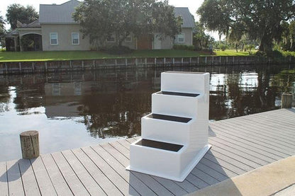 RIO MARINE CUSTOMS Fiberglass Boat Boarding Stair With Hand Rail | Model BS4 | SKU CMS04-RR | 25" Width x 45" Depth x 42" Height | 4-Step Access Solution | For Yacht & Dockside