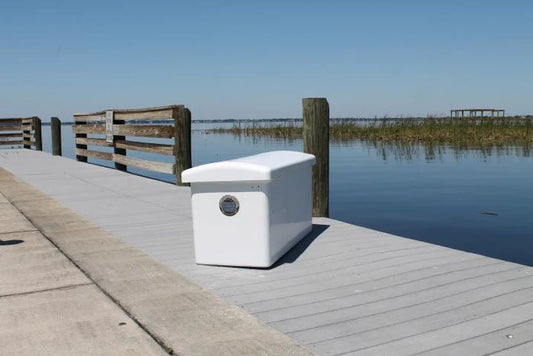 RIO MARINE CUSTOMS | Dock Box | Rough Water | Model RWDB60LP | 60" W x 24" H x 22" D | For Narrow Docks