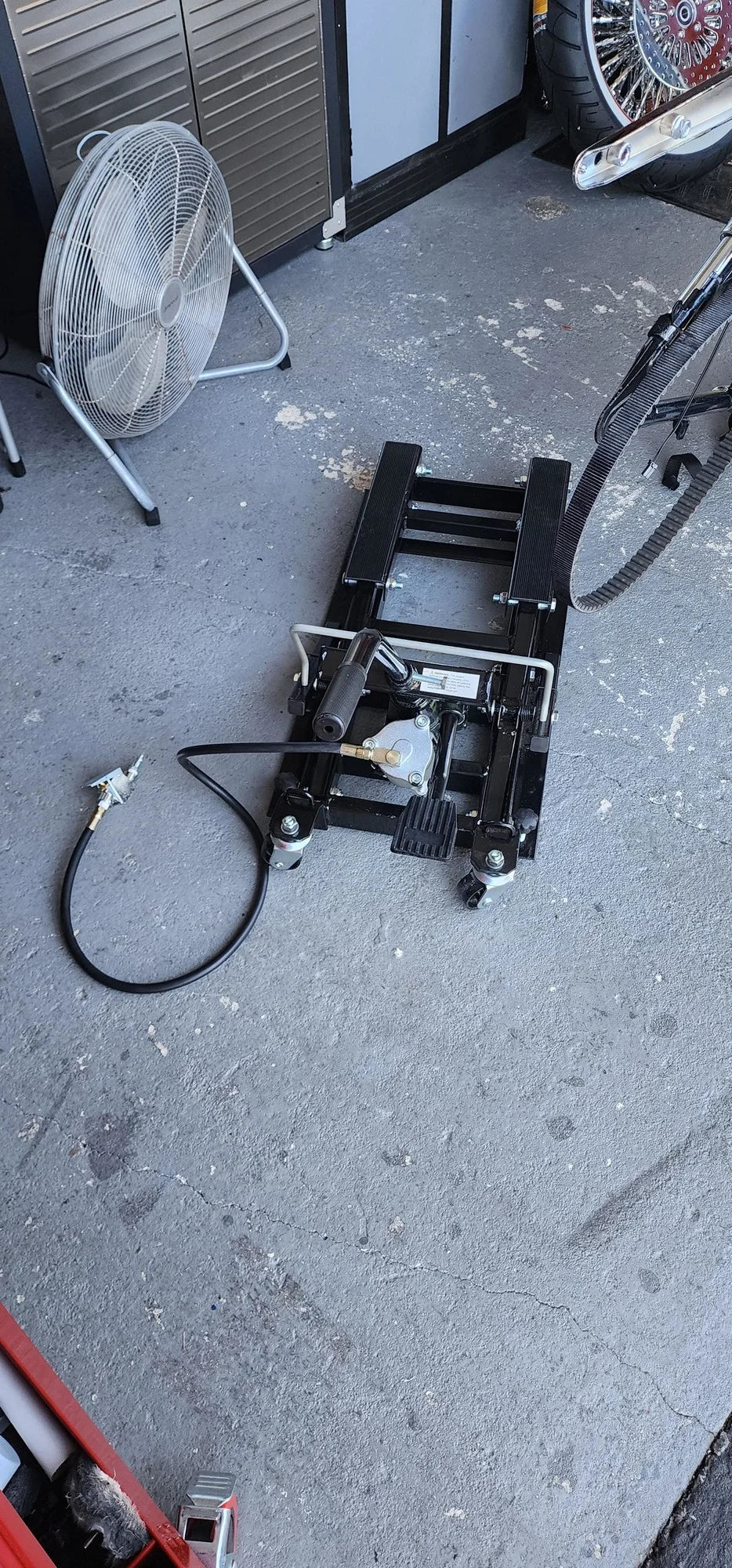 Black Widow Motorcycle & ATV Air-over-Hydraulic Jack | Model BW-0102 | Lift 5.5"–15.125" | Capacity 1,500 lb. | For Bike Maintenance & ATV Repair