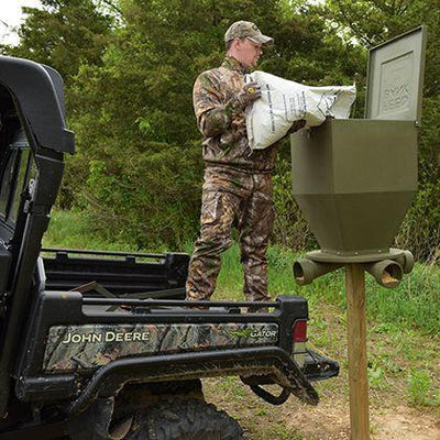 Bank Outdoors FeedBank 300 Gravity Deer Feeder | Model FB300 | Capacity 300‑Gallon | 4 Ports | For Universal 4×4 Mount
