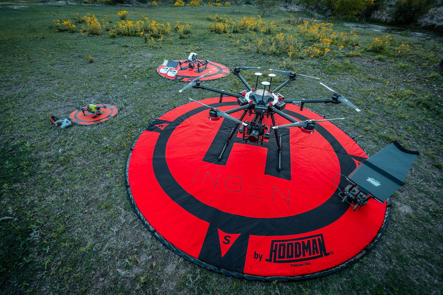 Hoodman Weighted UAV Drone Landing Pad Line | Model HDLP3, HDLP5, HDLP8 | Diameter 3' To 8' | Stable, Portable, Durable For Drones