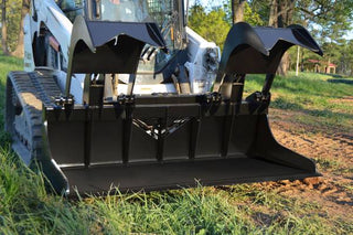 Loflin Fabrication Compact Tractor Grapple Bucket | Dual Tine | 60" To 72" Width | Horsepower 25 To 50 HP | For Tractors