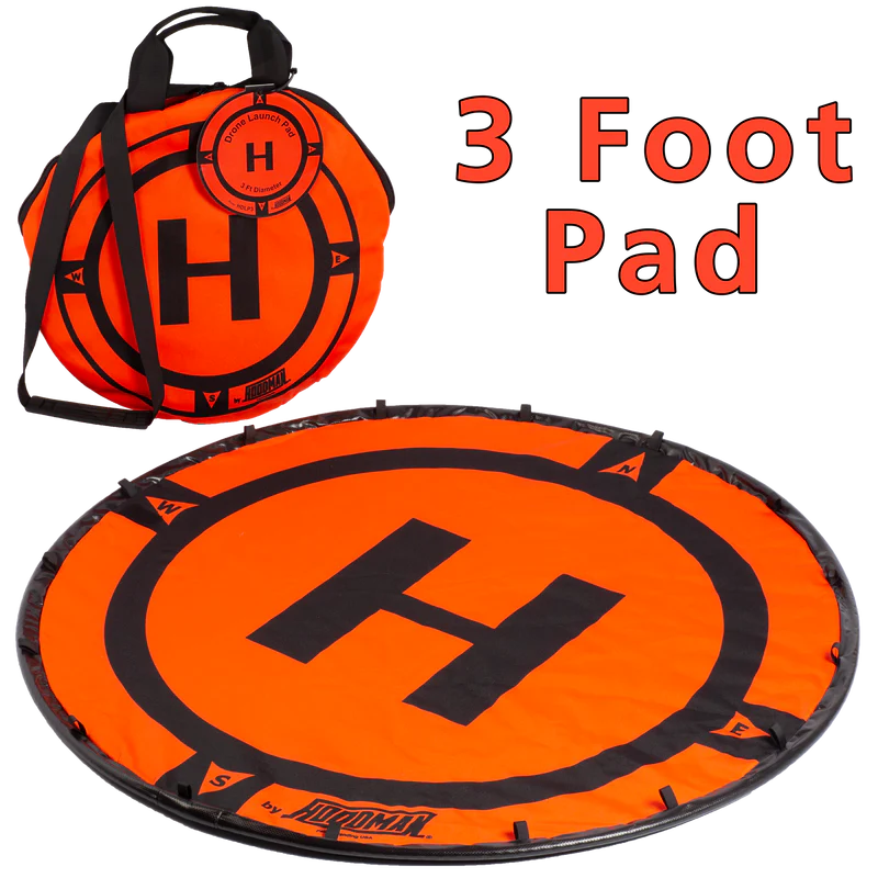 Hoodman Weighted UAV Drone Landing Pad Line | Model HDLP3, HDLP5, HDLP8 | Diameter 3' To 8' | Stable, Portable, Durable For Drones