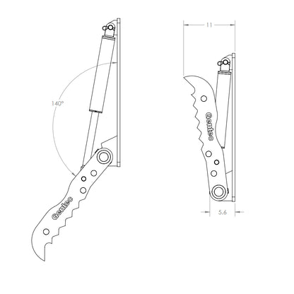 Gentec Equipment Hydraulic Weld-On Excavator Thumb | Model HT830 | Size 8"x30" | Machine Size 1.5-5.9 Tons | For Excavators