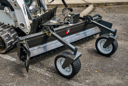 McLaren Industries Hydraulic Power Rake | Model 60X833X74 & 60X833X90 | Width 72" & 90" | 16 To 26 GPM | For Skid Steer
