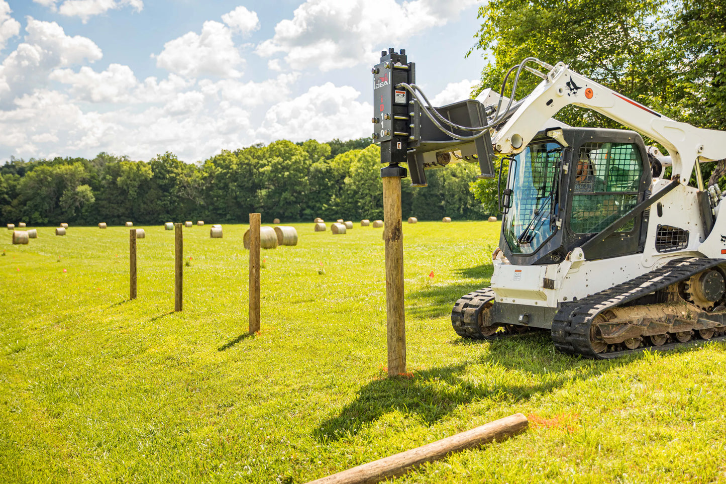 Ideal | Heavy Duty Trailer Post Driver | Model ID210 | Mast Stroke 67" | 14 HP Hydraulic Electric Start | 750 lb Hammer | For Tow Vehicles & Field