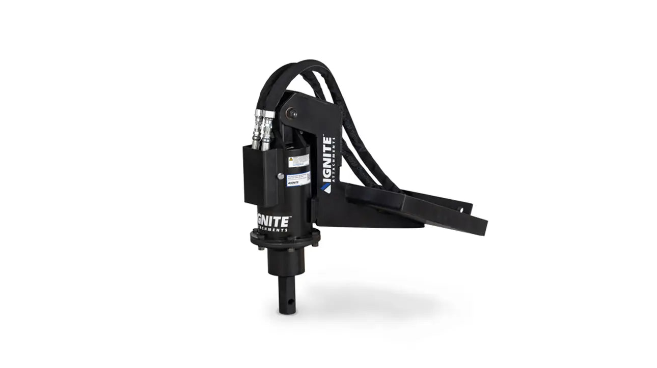 Ignite Attachments Mini Auger | Model 100PH | Overall Width 25" | Max Auger Bit Diameter 24" | Hydraulic Flow 15 GPM | For Mini Skid Steers