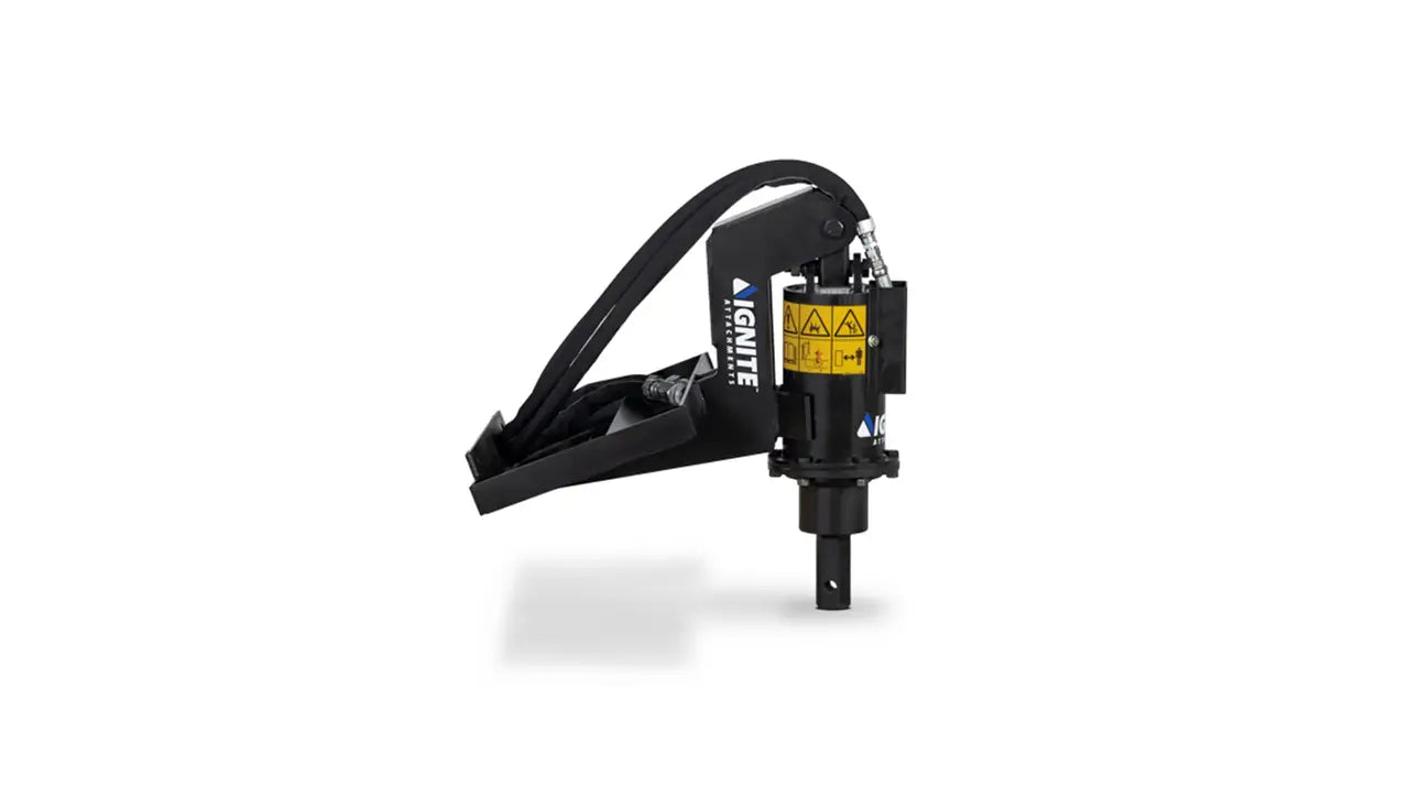 Ignite Attachments Mini Auger | Model 100PH | Overall Width 25" | Max Auger Bit Diameter 24" | Hydraulic Flow 15 GPM | For Mini Skid Steers