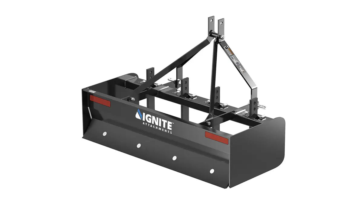 Ignite Attachments 3-Point Box Blade | Overall Width 49.5" | Overall Length 28" | Horsepower 16-30 HP | For Tractors
