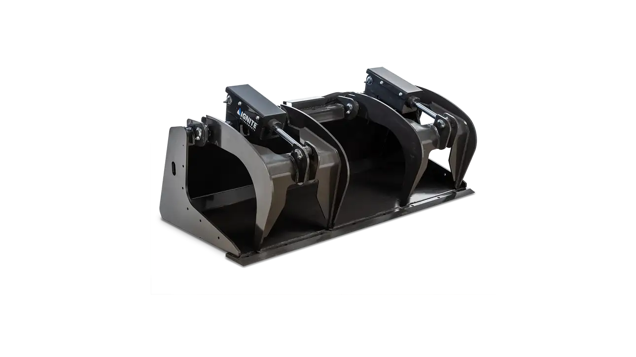 Ignite Attachments Bucket Grapple | Overall Width 62" | Grapple Opening 34.5" | Hydraulic Flow 15–25 GPM | For Skid Steers