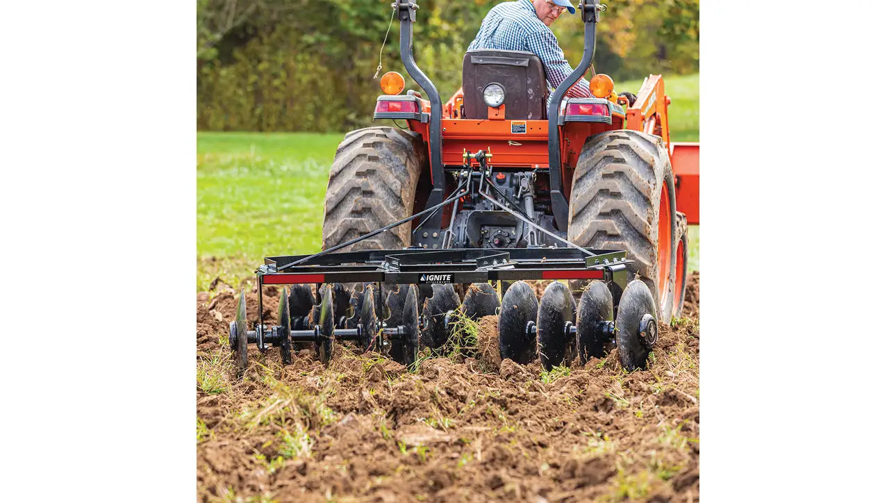 Ignite Attachments 3-Point Disc Harrow | Model DH72 | Working Width 72" | Cultivation Width 75" | Horsepower 22-40 HP | For Tractors