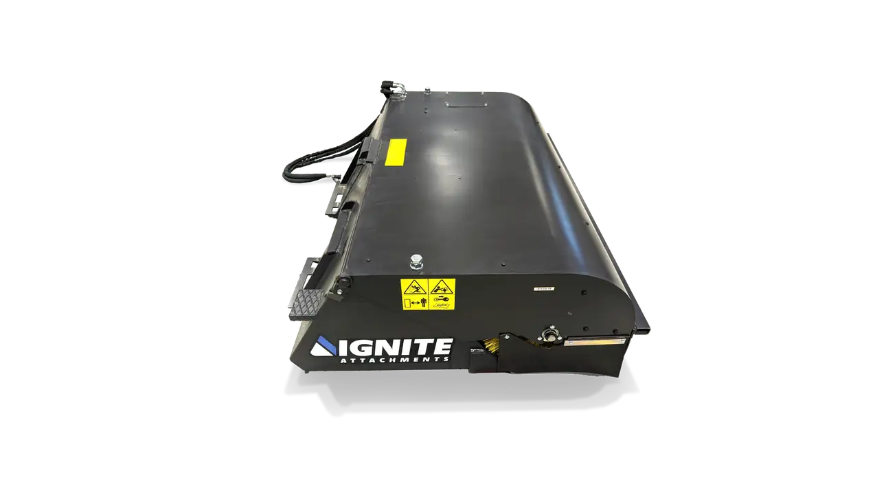 Ignite Attachments Sweeper Bucket | Sweeping Width 72.8" | Bucket Capacity 8.8 Cubic Ft | Hydraulic Flow 15.9-30.4 GPM | For Skid Steers