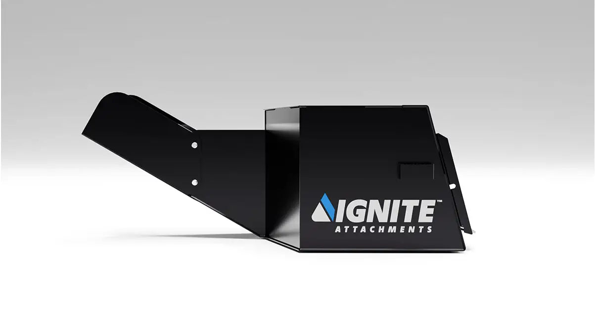 Ignite Attachments Concrete Chute Bucket | Width 50.5" | Capacity 2/3 yd | Hydraulic Flow Range 13–25 GPM | For Skid Steers