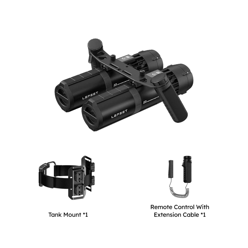 Lefeet Underwater Scooter | Model P1 & P1 XR Dual Unit | Width 12.40–15.79" | 18–26 kgf Thrust | For Scuba & SUP