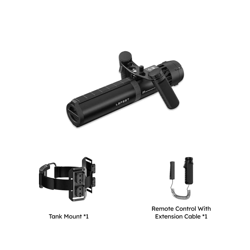 Lefeet Underwater Scooter | Model P1 Standard & P1 XR | Length 9.72"–15.79" | Width 12.40" | Height 5.12" | 9 & 13 kgf Thrust | 60m Depth | 60–90 Min Runtime | For Scuba, Freediving & SUP