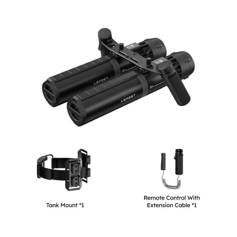 Lefeet Underwater Scooter | Model P1 & P1 XR Dual Unit | Width 12.40–15.79" | 18–26 kgf Thrust | For Scuba & SUP