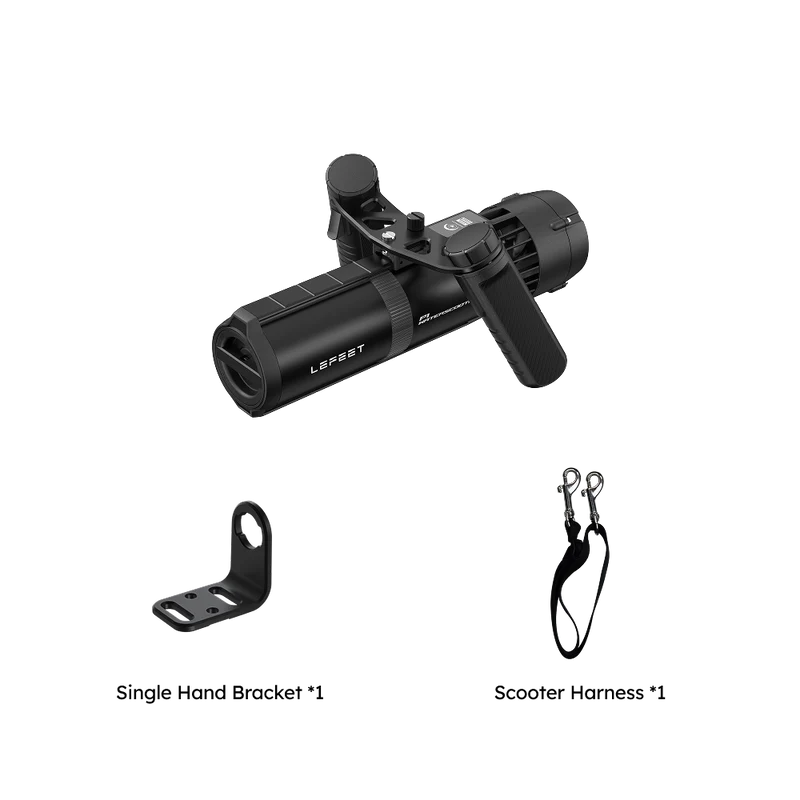 Lefeet Underwater Scooter | Model P1 Standard & P1 XR | Length 9.72"–15.79" | Width 12.40" | Height 5.12" | 9 & 13 kgf Thrust | 60m Depth | 60–90 Min Runtime | For Scuba, Freediving & SUP