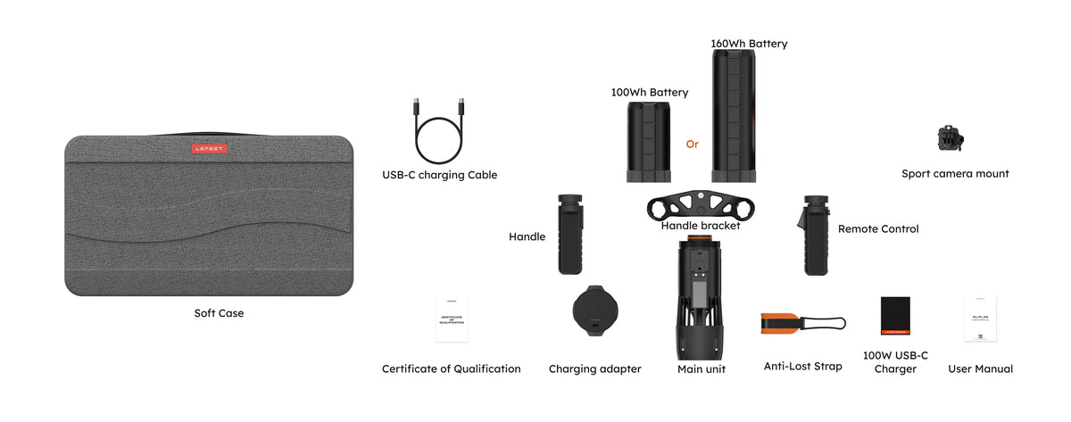 Lefeet Underwater Scooter | Model P1 Standard & P1 XR | Length 9.72"–15.79" | Width 12.40" | Height 5.12" | 9 & 13 kgf Thrust | 60m Depth | 60–90 Min Runtime | For Scuba, Freediving & SUP