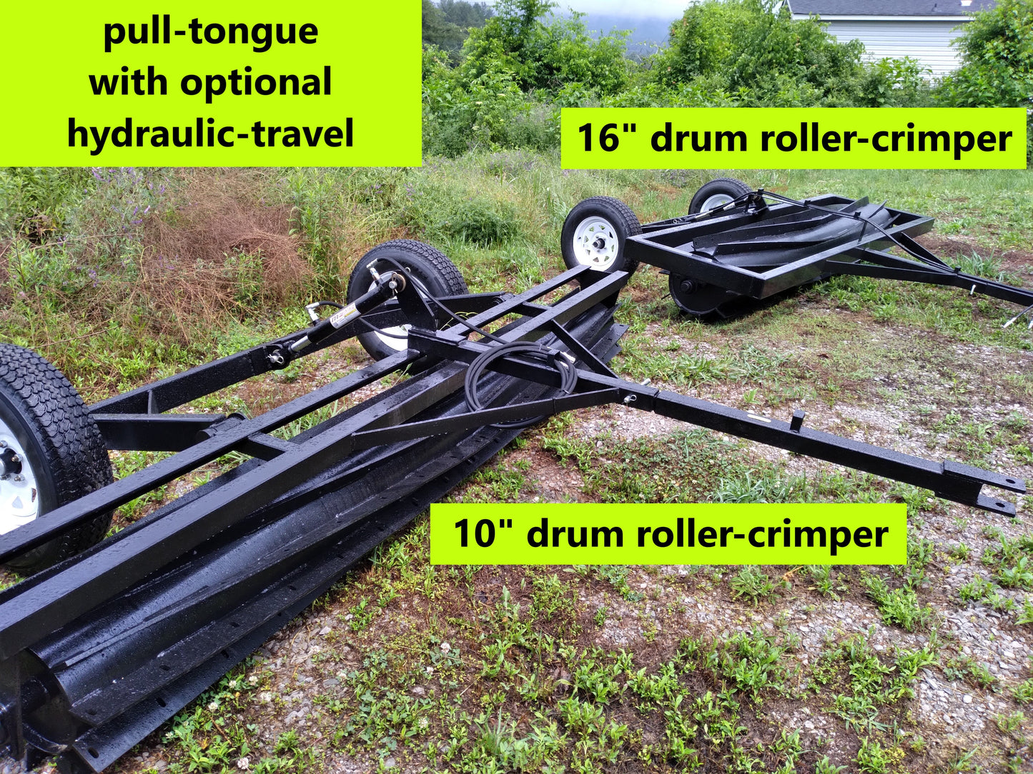 8 Foot Roller Crimper 3 Point - Pull Type Dry/Wet for Food Plots