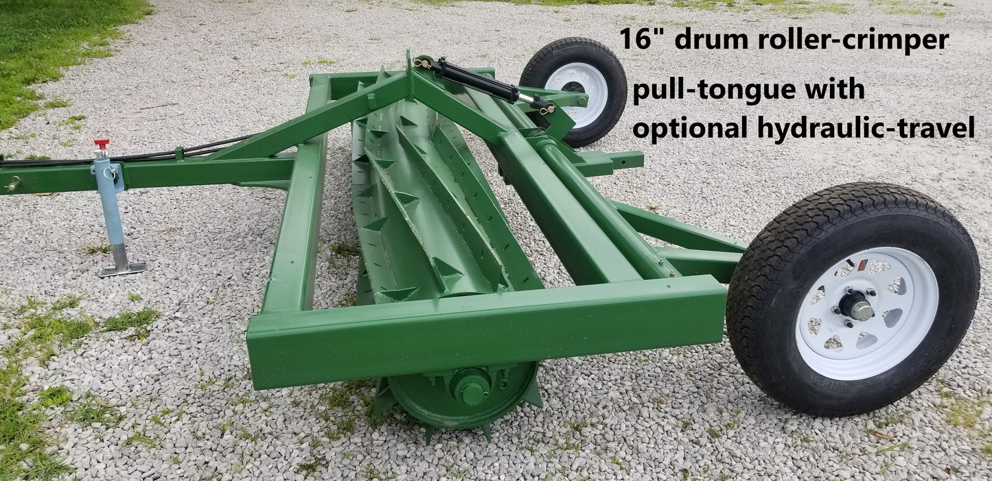 8 Foot Roller Crimper 3 Point - Pull Type Dry/Wet for Food Plots