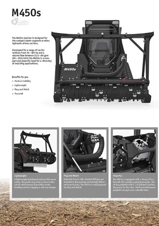 Prinoth Mulcher | 2023 Model M450S-1900 | 74.8" Cutting Width | 80–150 HP | 115cc Motor | For Skid Steer ( Compact Loaders )