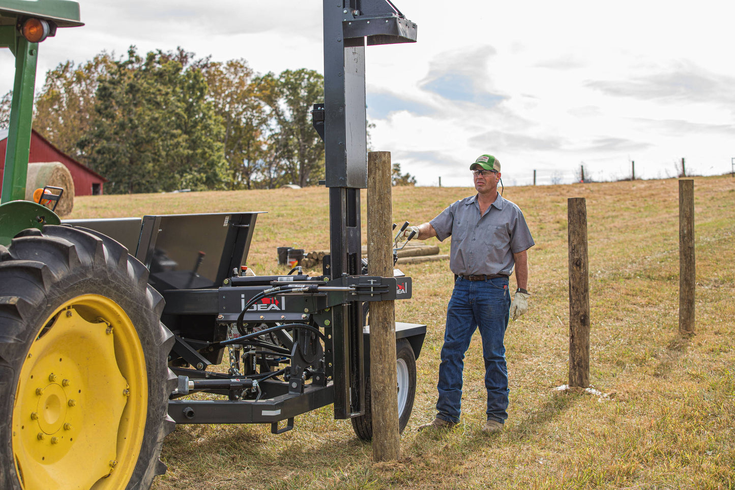 Ideal | Heavy Duty Trailer Post Driver | Model ID205 | Mast Stroke 67" | 14 HP Hydraulic Electric Start | 750 lb Hammer | For Tractor