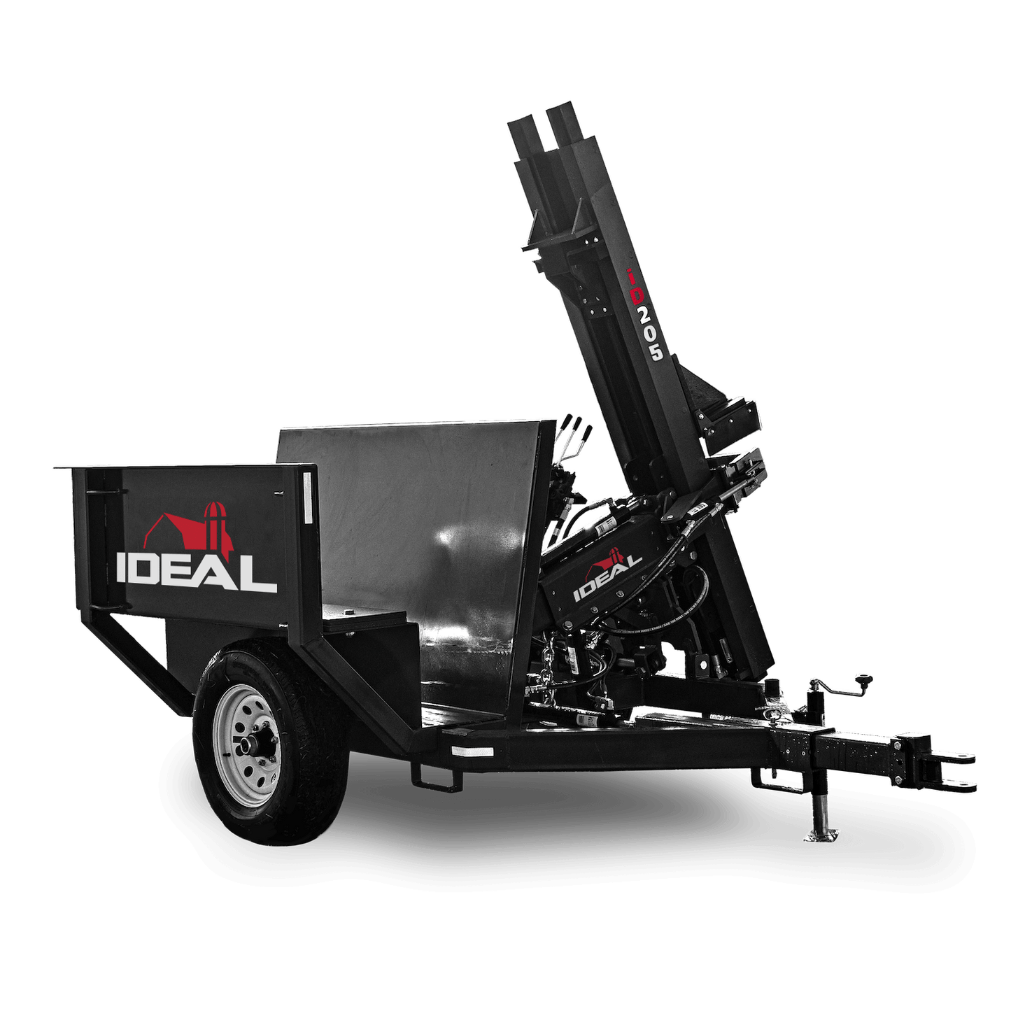 Ideal | Heavy Duty Trailer Post Driver | Model ID205 | Mast Stroke 67" | 14 HP Hydraulic Electric Start | 750 lb Hammer | For Tractor