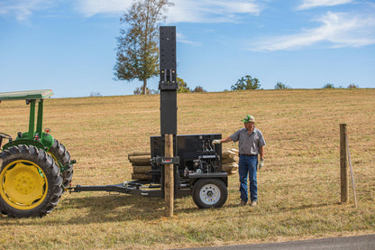 Ideal | Heavy Duty Trailer Post Driver | Model ID205 | Mast Stroke 67" | 14 HP Hydraulic Electric Start | 750 lb Hammer | For Tractor