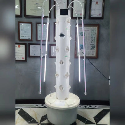 Lyine Vertical Hydroponic Tower | Model 4P6 Touchscreen Version | Height 61" | 24 Plant Sites | For Indoor Growing System