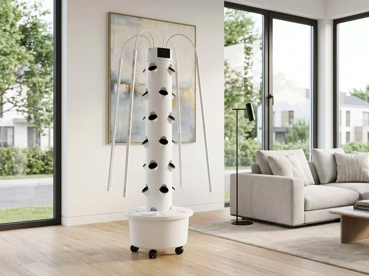 Lyine Vertical Hydroponic Tower | Model 4P6 Touchscreen Version | Height 61" | 24 Plant Sites | For Indoor Growing System