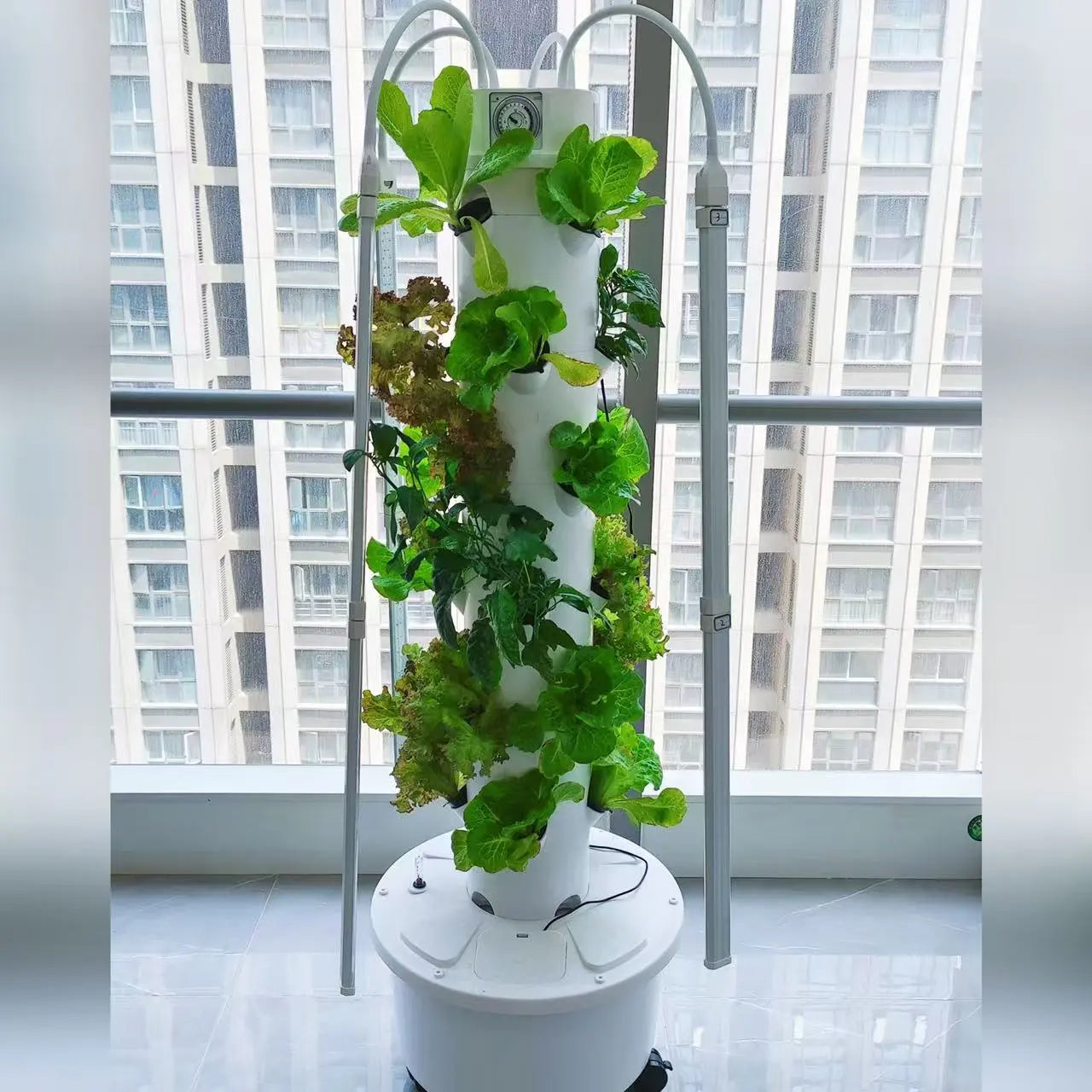 Lyine Vertical Hydroponic Tower | Model 4P6 Mechanical | 6‑Layer | 61" Height | LED Grow Lights | For Indoor Aeroponics System