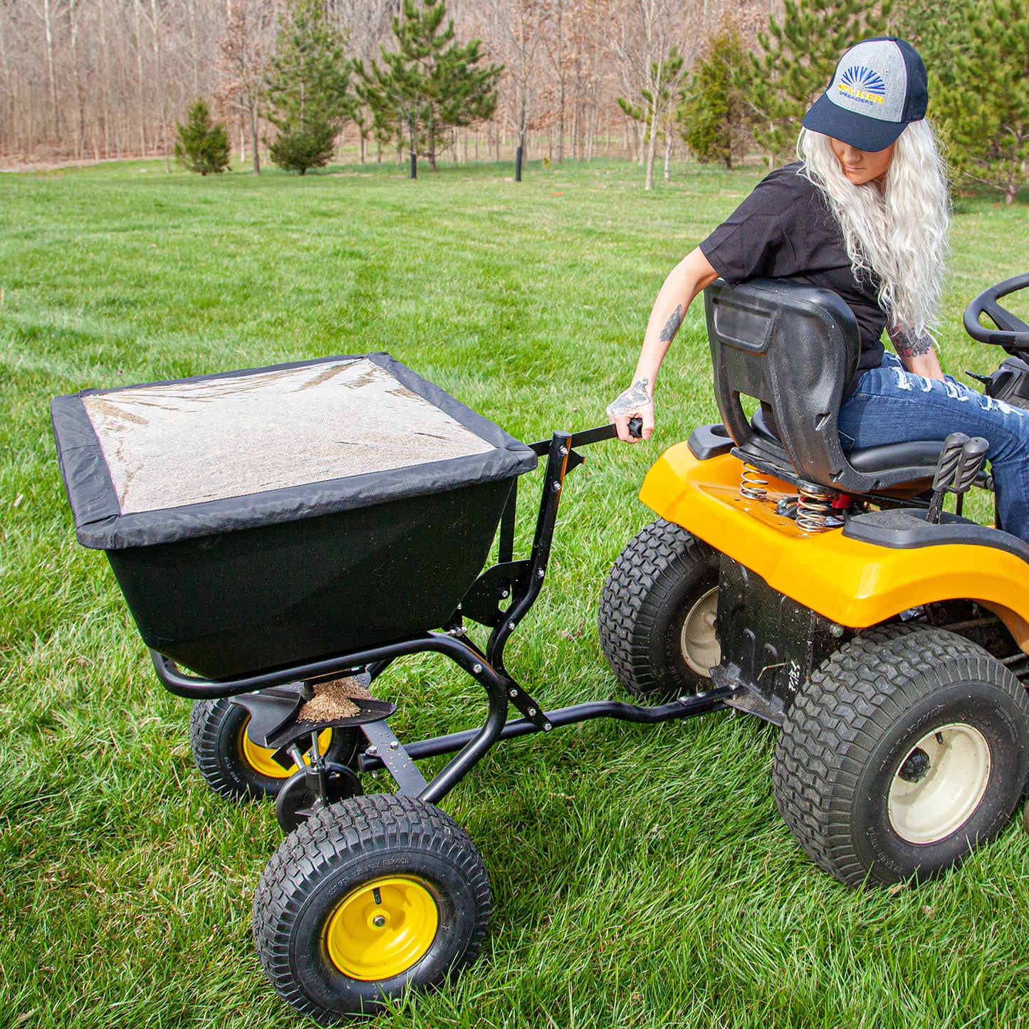 Spyker Pro-Series Tow-Behind Broadcast Spreader | Model SPY200T-1P | Capacity 200 lbs | 12' Spread Width | 15-25+ HP | For Tractors & ZTRs