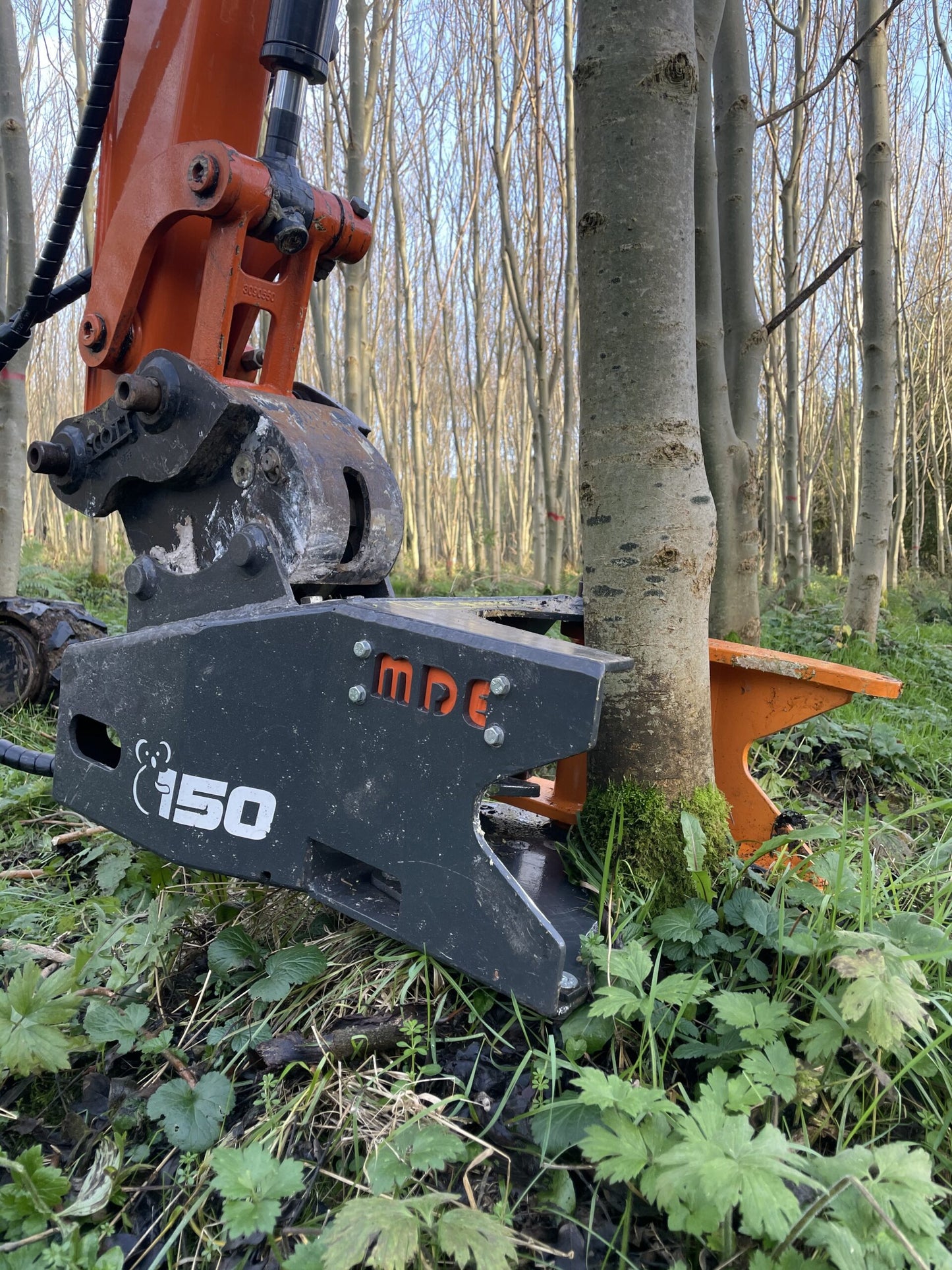 MDE Machinery | Tree Shear With Buncher | Model Koala 150T To Koala 550T | Cutting Capacity 6" To 21.5" Inches | Machine Size 1.5-40 Ton | For Excavator